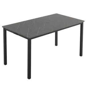 Disassemble rectangular dining table with straight feet MDF grey PVC marble surface 120*76*76cm N101