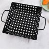 1pc Square Carbon Steel Barbecue Tray Vegetable Fruit Drain Basket Multifunctional Kitchen Tool