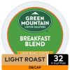 Green Mountain Coffee Decaf Breakfast Blend K-Cup Pods, Light Roast, 32 Count for Keurig Brewers