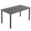 Disassemble rectangular dining table with straight feet MDF grey desktop splicing PVC marble surface 140*76*76cm N101