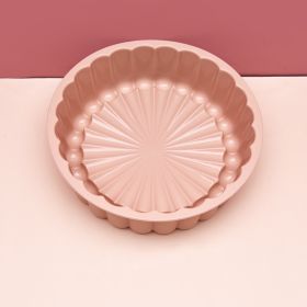 Silicone Round Pan Charlotte Cakes Baking Pan Sponge Flan Mold Strawberry Shortcake Baking Pan Kitchen Silicone Moulds (color: Pink)