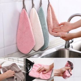 Kitchen daily dish towel;  dish cloth;  kitchen rag;  non-stick oil;  thickened table cleaning cloth;  absorbent scouring pad (color: 27x16cm)