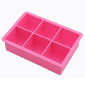 1pc Ice Cube Trays With Lid; Food Grade Silicone 6 Grid Ice Cube Mold; Flexible Easy Release Square Shaped Ice Maker; Kitchen Gadgets (color: 6 Ice Trays With Lids - Pink)