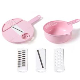 1pc Multifunctional Vegetable Cutter, Potato Shredded Grater, 3 Blades Or 6 Blades For Choose 11in*7.2in (color: Pink--Three Blades)