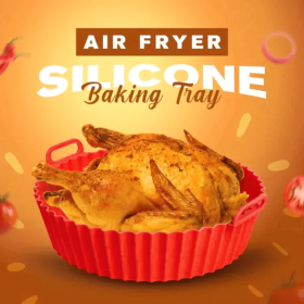 Air Fryer Silicone Baking Tray Reusable Basket Mat Non-Stick Round Microwave Pads Baking Mat Oven Air Fryer Liner (color: Brown)