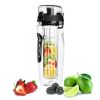 Fruit Infuser Water Bottle 32OZ Juice Shaker Sport w/ Flip Top Lid Anti-Slip Grips